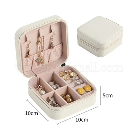 Cajas con cremallera para guardar joyas de piel sintética. PW-WG57671-02-1