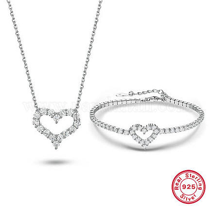 Set di gioielli con cuore in argento sterling placcato rodio LK7425-1-1