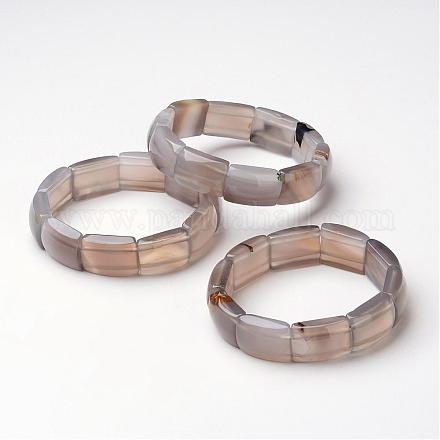 Natürliche graue Agate wulstige Ausdehnungs-Armbänder BJEW-G503-A10-1