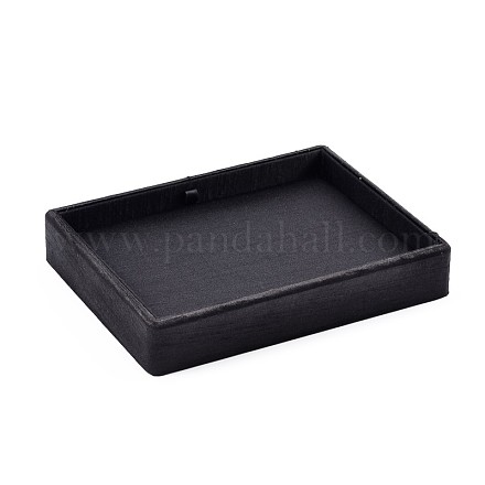 木製のアクセサリープレゼンテーションボックス  布で覆わ  ブラック  18x14x3cm ODIS-N021-05C-1