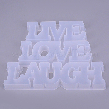 単語ライブ  シリコンモールドを愛して笑う  レジン型  UVレジン用  エポキシ樹脂工芸品作り  ホワイト  135x162x12.5mm DIY-WH0177-04-1