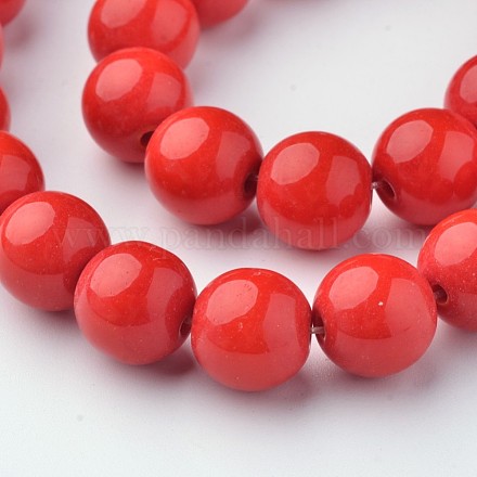 Chapelets de perles en verre opaque de couleur unie GLAA-D080-10mm-20-1