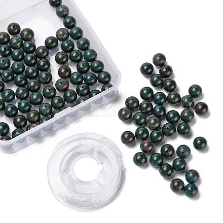 100 pièces 8mm perles de pierre de sang indiennes naturelles DIY-LS0002-23-1