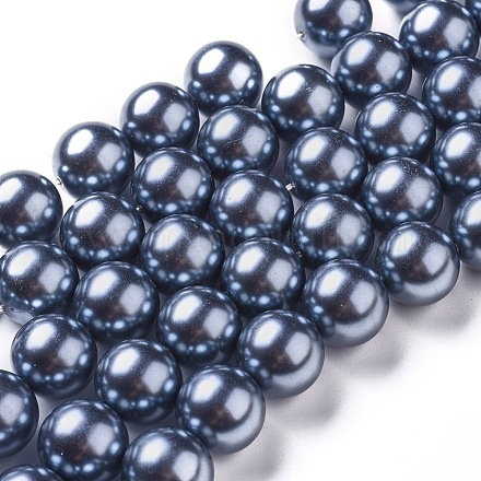 Fili di perle rotonde di perle di vetro tinto ecologico HY-A002-14mm-RB077-1