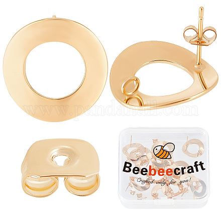 Beebeecraft 20Pcs Brass Donut Stud Earring Findings KK-BBC0004-87-1