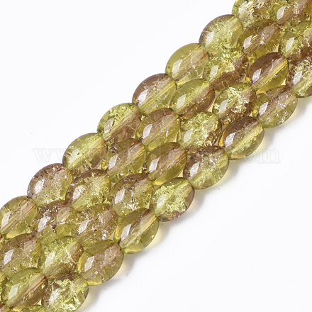 Trasparente perle di vetro crackle fili DGLA-S085-6x8-31-1