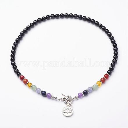 Mixed Gemstone Beaded Necklaces NJEW-JN01754-01-1