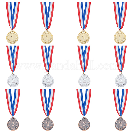 Ahandmaker 12 pz 3 stili di medaglie in lega di zinco NJEW-GA0001-02-1