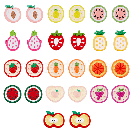 Superfindings 26 pièces 13 styles résine opaque fruits décoden cabochons CRES-FH0001-12-1