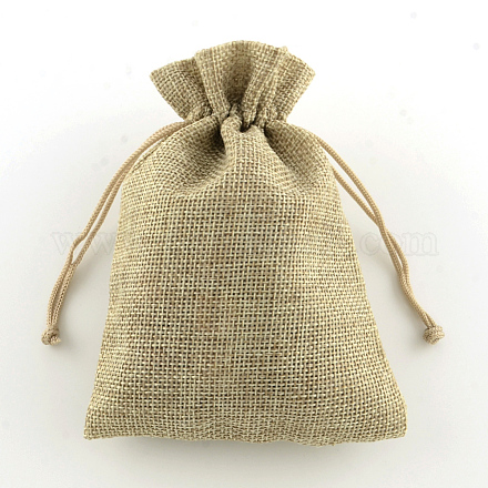 黄麻布製梱包袋ポーチ  巾着袋  バリーウッド  13.5x9.5cm ABAG-TA0001-06-1
