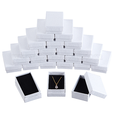 NBEADS 24 Pcs White Texture Cardboard Jewelry Boxes OBOX-NB0001-08A-1