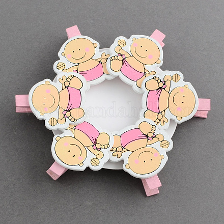 DIY Wooden Craft Ideas Baby Shower Party Photo Wall Decorations Mini Baby Shaped Wood Clothespins Postcards Note Pegs Clips AJEW-Q076-61A-1