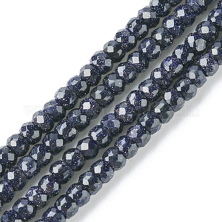 Chapelets de perles en pierre d'or bleue synthétique G-F748-O02-01-1