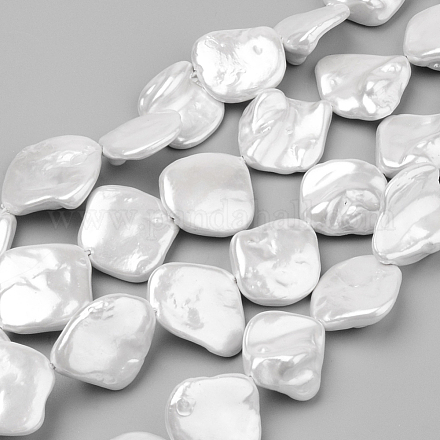 Fili di perle di conchiglia d'acqua dolce dipinte a spruzzo X-SSHEL-Q300-011-1