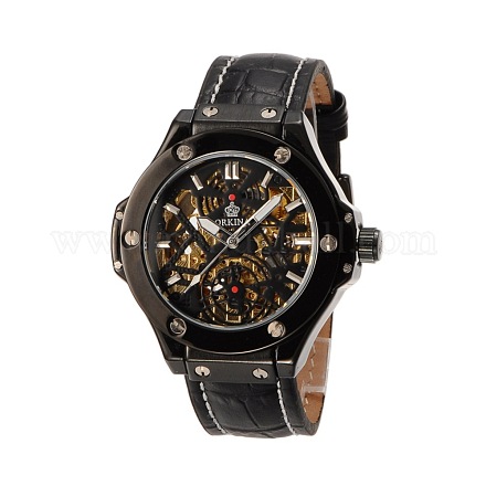 Relojes de pulsera mecánicos de cuero y acero inoxidable para hombre. WACH-N032-06B-1