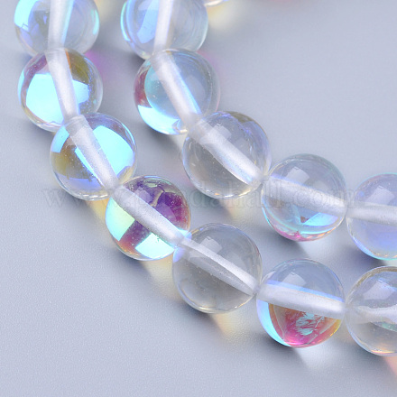 Chapelets de perles en pierre de lune synthétique G-R375-12mm-B13-1