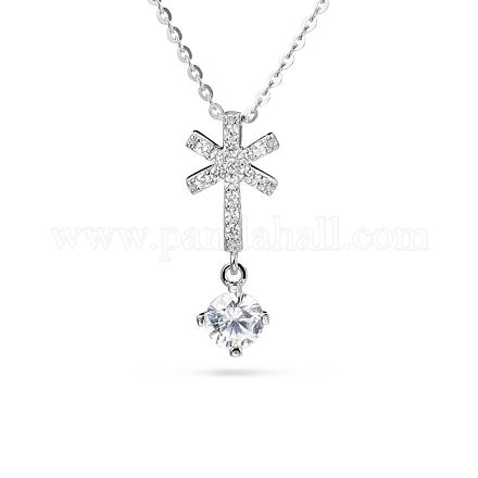 TINYSAND Chic Sterling Silver CZ Hearts Pendant Necklaces TS-N031-S-16-1