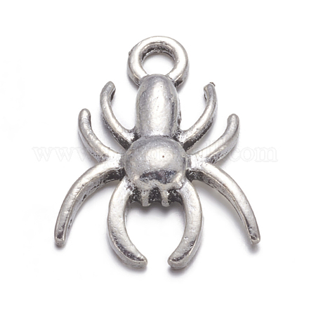 30PCS Antique Silver Spider Halloween Jewelry Tibetan Silver Alloy Pendants X-TIBEP-A101973-AS-LF-1