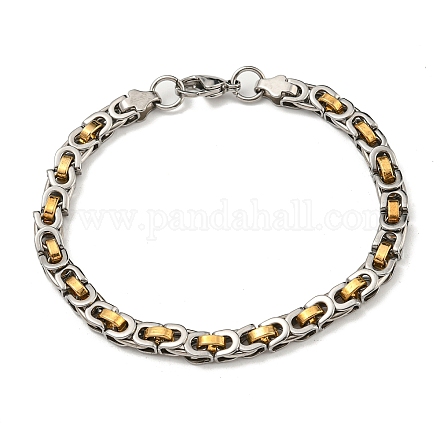 Bracelet chaîne byzantine en acier inoxydable bicolore 304 BJEW-B078-47A-1