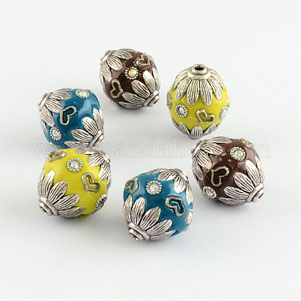 Oval Handmade Rhinestone Indonesia Beads IPDL-S006-M-1