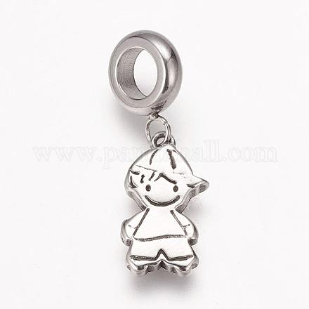 304 Stainless Steel European Dangle Charms OPDL-G006-38AS-1