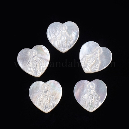 Natural White Shell Cabochons for Religion SSHEL-D083-02-1