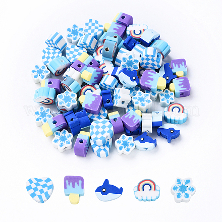 35pcs 5 Arten handgemachte Polymer-Ton-Perlen CLAY-YW0002-10-1