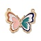 Alloy Enamel Split Pendants, Light Gold, Butterfly, 25.5x30x1mm, Hole: 1.8mm, Left: 25.5x15x1mm, Right: 25.5x15x1mm, 2pcs/set