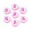 Handmade Polymer Clay Beads, Flat Round with Ribbon, Pink, 9x4mm, Hole: 1.6mm