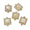 Natural Moonstone Faceted Square Links, Rack Plating Brass Micro Pave Clear Cubic Zirconia Connector Charms, Golden, 16x11.5x4.5mm, Hole: 1.4mm