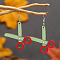 Back-to-School Scissors Wood Dangle Earrings Accessories, Platinum, Red