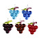 Handmade Lampwork Pendants, Grape, Mixed Color, 47~49x32~36x10.5~12mm, Hole: 4~6x4~5mm