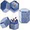 Hexagon Velvet Ring Boxes, for Jewelry, Light Steel Blue, 6.5x5.6x6.2cm