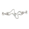 Brass Micro Pave Green Cubic Zirconia Fold Over Clasps, Snake, Platinum, 57mm