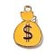 Alloy with Enamel Pendants, Nautical Charms, Light Gold, Yellow, Money Bag, 20.5x14x1.5mm, Hole: 1.6mm