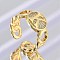 Brass Micro Pave Clear Cubic Zirconia Open Cuff Rings for Women, Letter, Rack Plating, Long-Lasting Plated, Cadmium Free & Lead Free, Real 18K Gold Plated, Letter K, 11.5mm