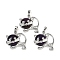 Natural Amethyst Kitten Pendants, Brass Cute Cat Shape Charms, Platinum, Long-Lasting Plated, Rack Plating, 28.5x30.5x10mm, Hole: 8x5mm