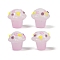Glass Bumpy Beads, Ice Cream, with Enamel, Dyed & Hearted, Misty Rose, 13.5x13mm, Hole: 1.6mm