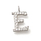304 Stainless Steel Micro Pave Cubic Zirconia Pendants, Letter A~Z Charms, Letter E, 12.5x8x2mm, Hole: 2mm
