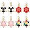 8Pcs 4 Colors Brass Enamel Pendants, with Jump Rings, Real 16K Gold Plated, Nickel Free, Tortoise, Mixed Color, 23x15x4mm, Jump Ring: 5x0.8mm, 3mm inner diameter, 2pcs/color