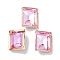 Glass Rhinestone Cabochons, Point Back & Back Plated, Faceted, Rectangle, Light Rose, 8x10x4mm
