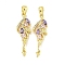 Flower Brass Micro Pave Cubic Zirconia Screw Eye Pin Peg Bails, For Half Drilled Beads, Real 18K Gold Plated, 27.5x9x4mm, Hole: 3mm