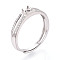 Rhodium Plated 925 Sterling Silver Micro Pave Cubic Zirconia Engagement Solitaire Adjustable Ring Settings, Prong Ring Components, Platinum, Tray: 2mm, Inner Diameter: 19mm