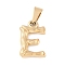304 Stainless Steel Pendants, Bamboo Style, Letter, Ion Plating(IP), Real 18K Gold Plated, Letter.E, 18x12x3mm, Hole: 3x7mm
