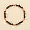 Natural Tiger Eye & Brass Bead Stretch Bracelets for Women, Rose Gold, 6-7/8 inch(17.5cm)
