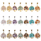 21Pcs 21 Styles Natural & Synthetic Mixed Gemstone Chip Pendants, Flat Round with Tree of Life Charms, with Alloy Findings, 65mm, Pendant: 43x38x3.5~9.5mm, Hole: 4x9mm, 1pc/style