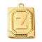 Ion Plating(IP) 304 Stainless Steel Pendants, Rectangle with Letter Charm, Real 18K Gold Plated, Letter Z, 24.5x18x3mm, Hole: 1.8mm