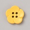 Spray Painted Plastic Buttons, 4-Hole, Flower, Yellow, 11.5mm