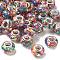 Transparent Resin Rondelle European Beads, with Triangle Paillette & Platinum Tone Brass Cores, Large Hole Beads, Colorful, 14x8.5mm, Hole: 5mm