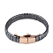 Ion Plating(IP) Synthetic Non-Magnetic Hematite Beaded Bracelets for Men, with 304 Stainless Steel Clasps, Rose Gold, Inner Diameter: 2-1/2 inch(6.4cm), 10mm